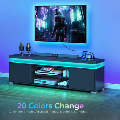 LED Media Console with Integrated Charging Station