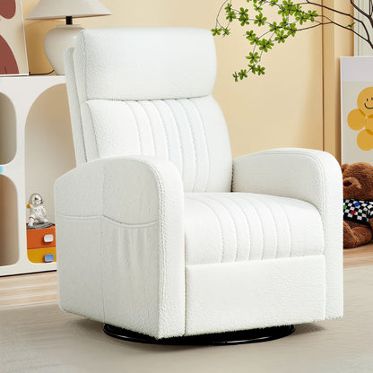 High-Back Bouclé Rocker with Swivel Gliding Base