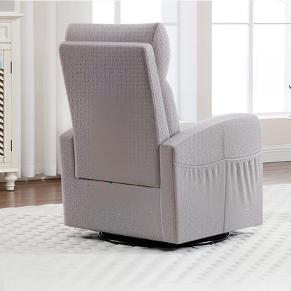 High-Back Bouclé Rocker with Swivel Gliding Base