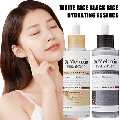 Dr. Melaxin Rice Exfoliating Essence Moisturizing Peel Shot White and Black Soften Serum Gentle Exfoliation Korean Skin Care