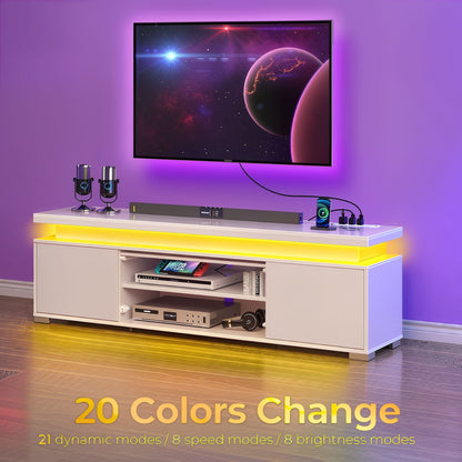LED Media Console with Integrated Charging Station