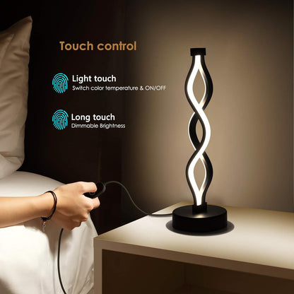 NUÜR Bedside Lamps Set of 2, Black Lamps for Living Room, Dimmable LED Nightstand Lamp, Small Nightstand Lamp for Bedroom, Home, Living Room, Office