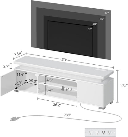 LED Media Console with Integrated Charging Station
