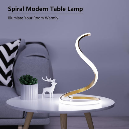 NUÜR LED Table Lamps Set of 2, Gold Bedside Table Lamps, Nightstand Table Lamp, Touch Control,Stepless Dimmable, Curved Art Decorative Table Lamp for Living Room Bedroom Office Home