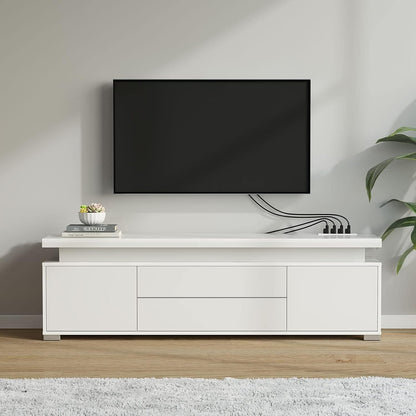 LED Media Console with Integrated Charging Station
