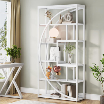 Tribesigns Bookshelf, Industrial 5-Tier Etagere Bookcase, 70.8 inch Tall Bookshelf with 8 Open Storage Shelf, Book Shelf Display Tack Shelving Unit for Home Office Living Room, Vintage Grey