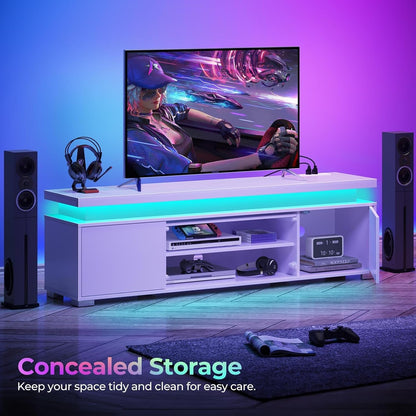 LED Media Console with Integrated Charging Station