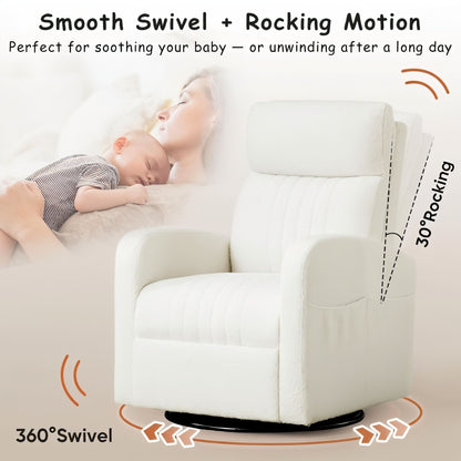 High-Back Bouclé Rocker with Swivel Gliding Base