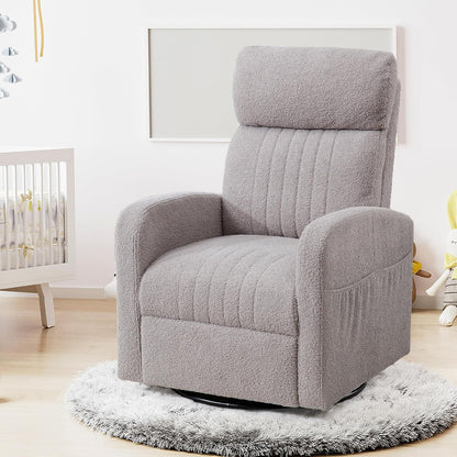 High-Back Bouclé Rocker with Swivel Gliding Base