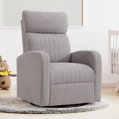 High-Back Bouclé Rocker with Swivel Gliding Base