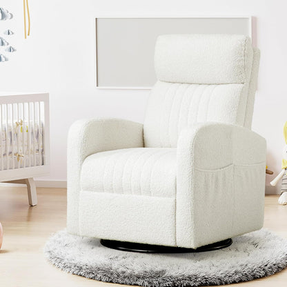 High-Back Bouclé Rocker with Swivel Gliding Base