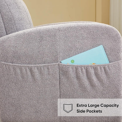 High-Back Bouclé Rocker with Swivel Gliding Base