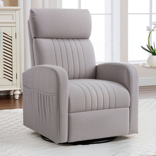 High-Back Bouclé Rocker with Swivel Gliding Base