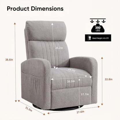 High-Back Bouclé Rocker with Swivel Gliding Base